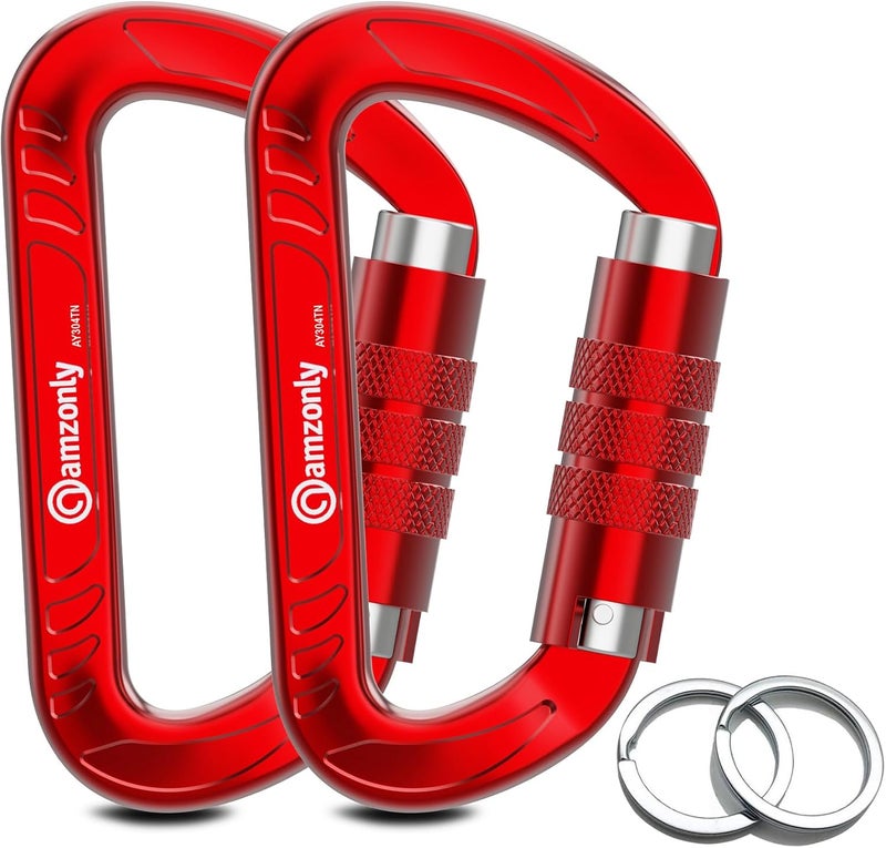 Amzonly 3inch Auto Locking Carabiner Clips Heavy Duty, 12KN /2697lbs Lightweight keychain carabiners, Sturdy Twist Lock Caribeeners for Camping Hiking Hammock Swing Backpack, dog leash and Harness etc - Image 1